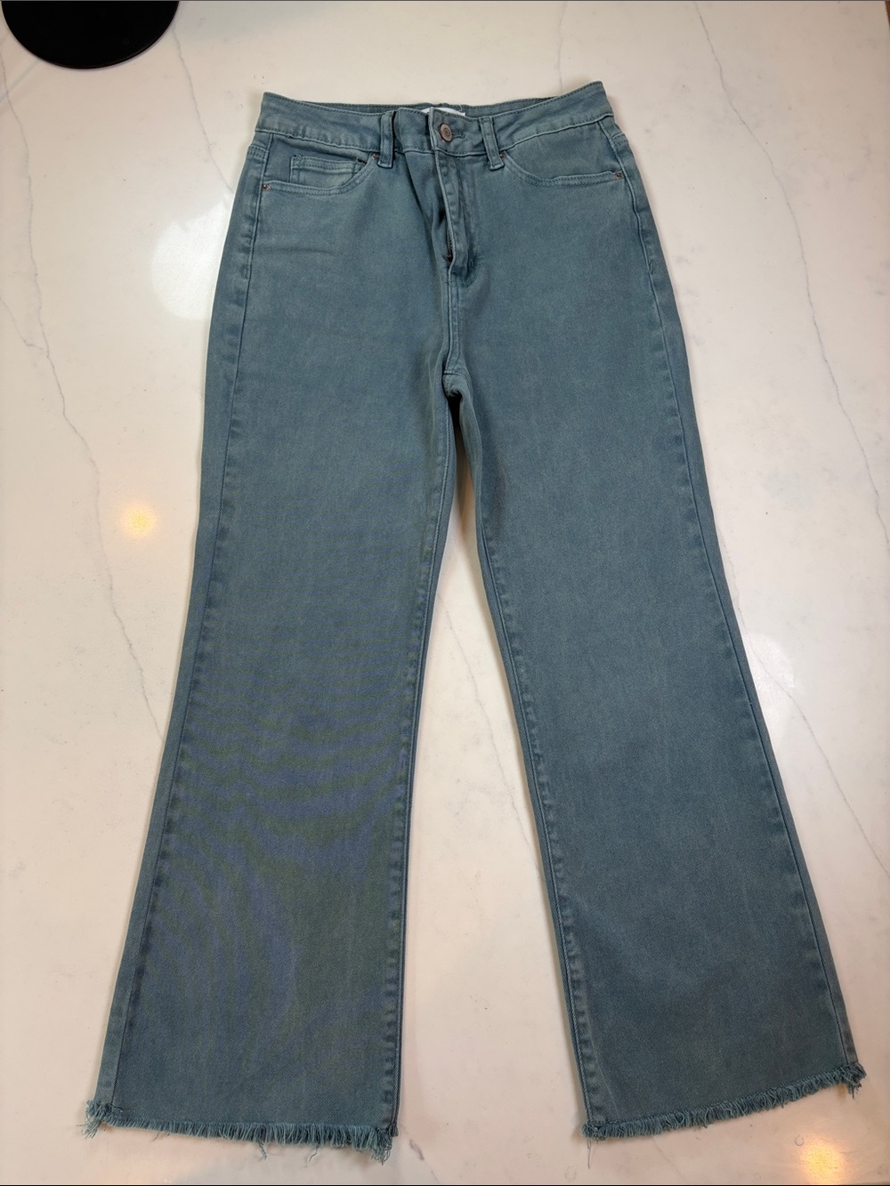 Zenana Jeans in Dusty Blue/teal  with Frayed Hem